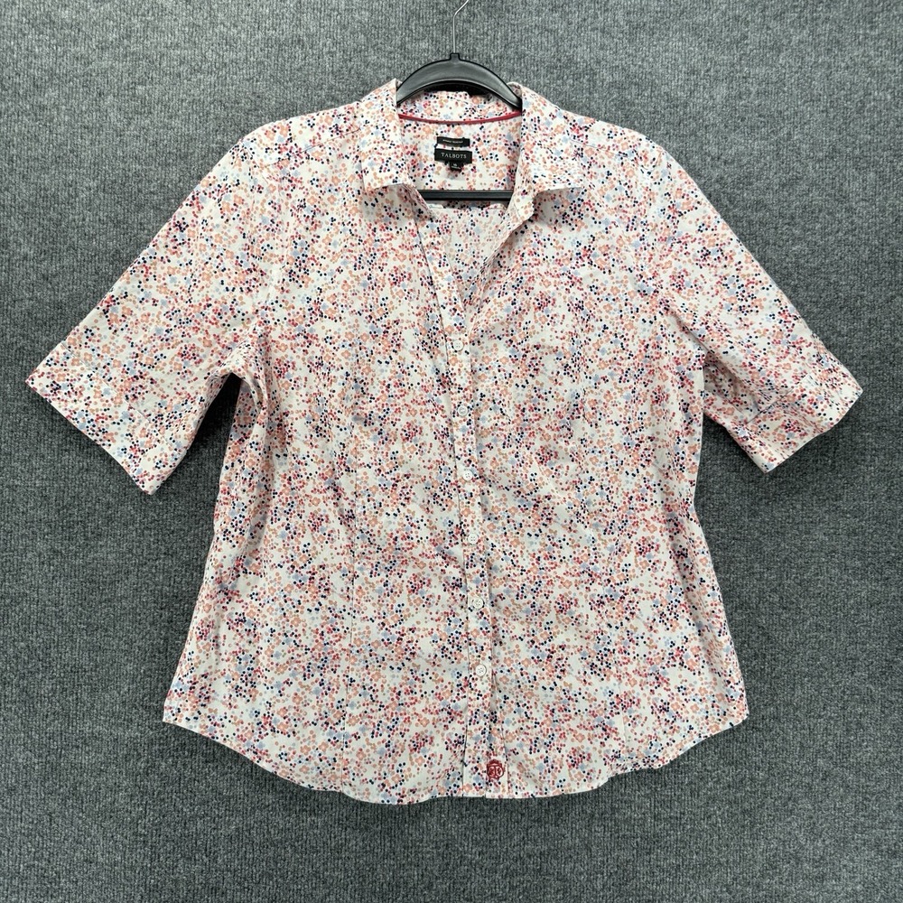 Talbots Blouse Top Womens 16 Floral Button Up Peasant Boho Cottagecore Casual
